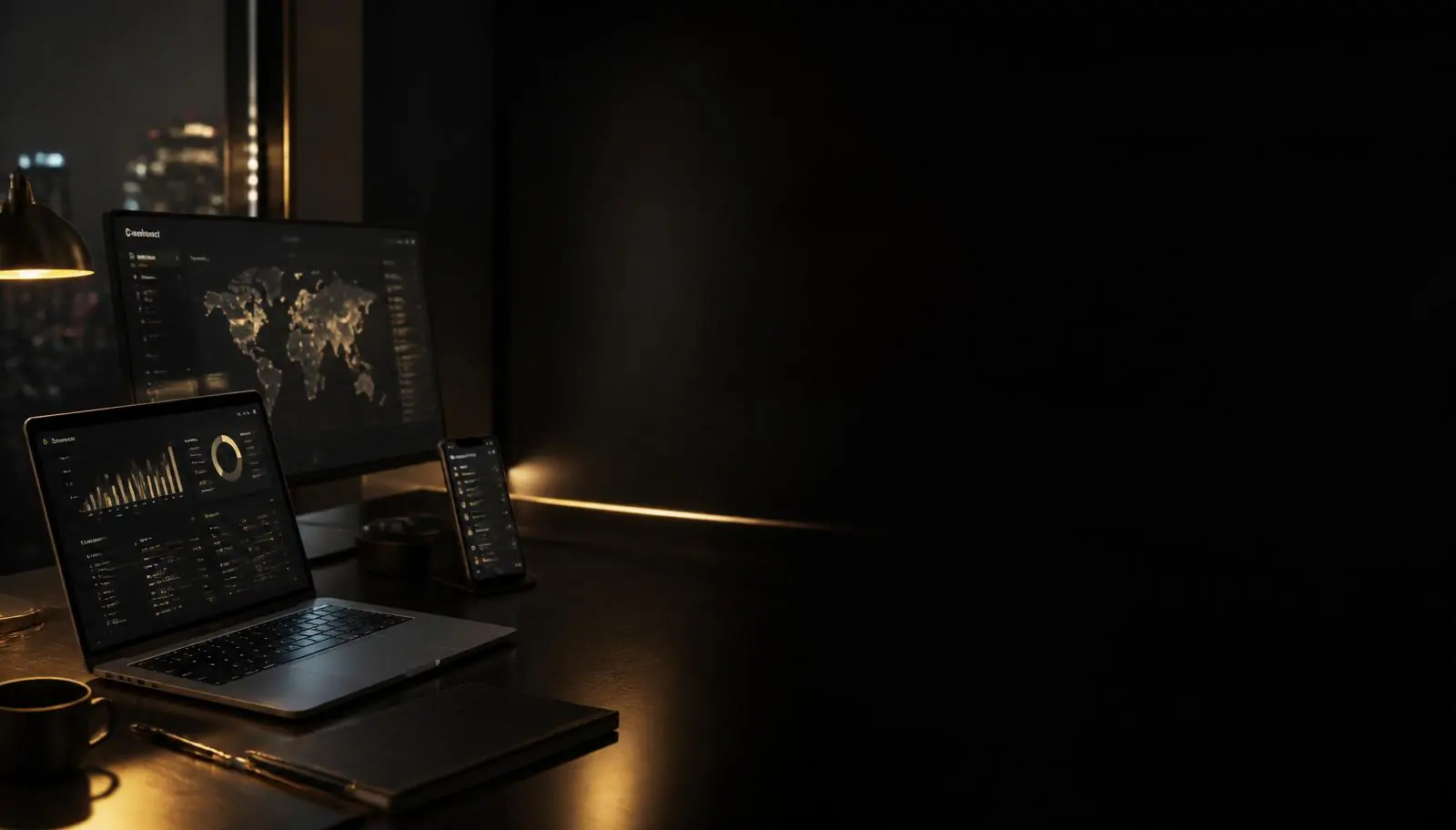 Professional workstation setup with laptop and monitor